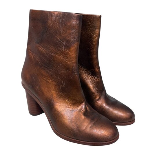 Pour La Victoire Iris in metallic copper leather women's ankle booties size 6 - Picture 2 of 12
